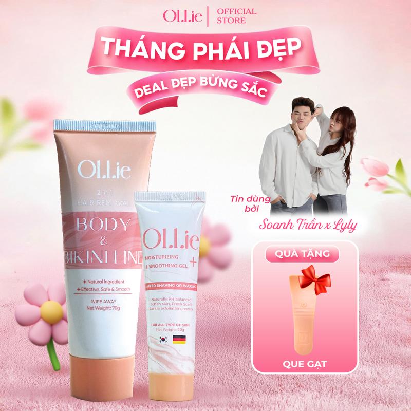 Combo Kem Tẩy Vùng Tay Chân Nách Lông Dành Cho Nam, Nữ Women  Hương Đào Hỗ Trợ Tẩy Lông Nhanh Chóng và Kem Dưỡng Ollie - Tặng que gạt kemtaylong - KT008