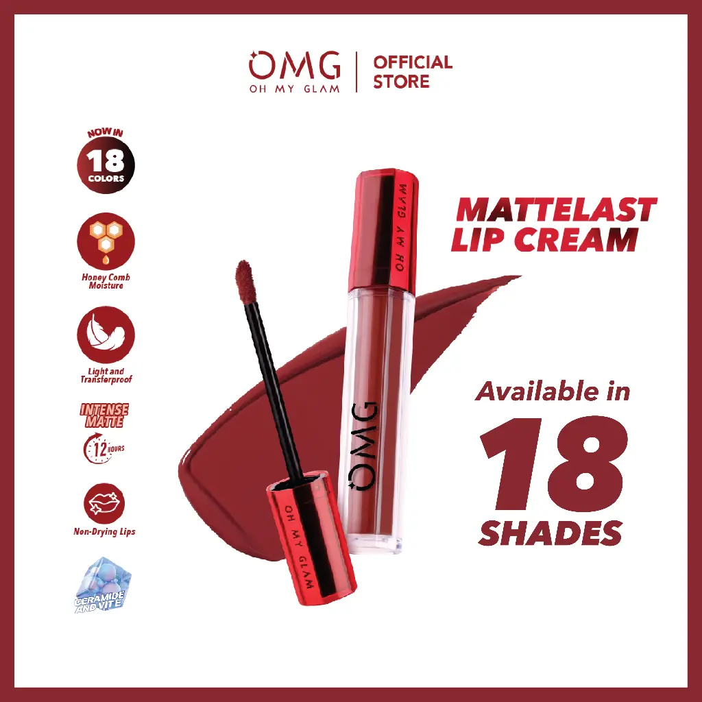 OMG OH MY GLAM Matte Kiss Lip Cream Matte Dengan Warna Intense