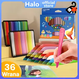 Krayon Plastik 12/24/36 Warna Tidak Beracun Tidak Kotor Set Mewarnai Tangan Menggambar Seni Alat Tulis