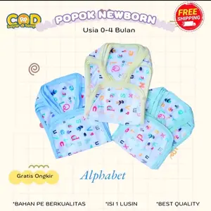 COD Popok Newborn Paket 1 Lusin Isi 12 Pcs Setengah Lusin Isi 6 Pcs Popok Tali Bayi Baru Lahir Usia 0-4 Bulan Motif Detail Bahan PE Berkualitas stroller