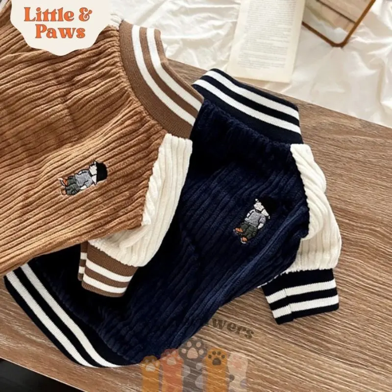 Jacket Bludru Stripe Dog Baju Anjing Import Premium Quality