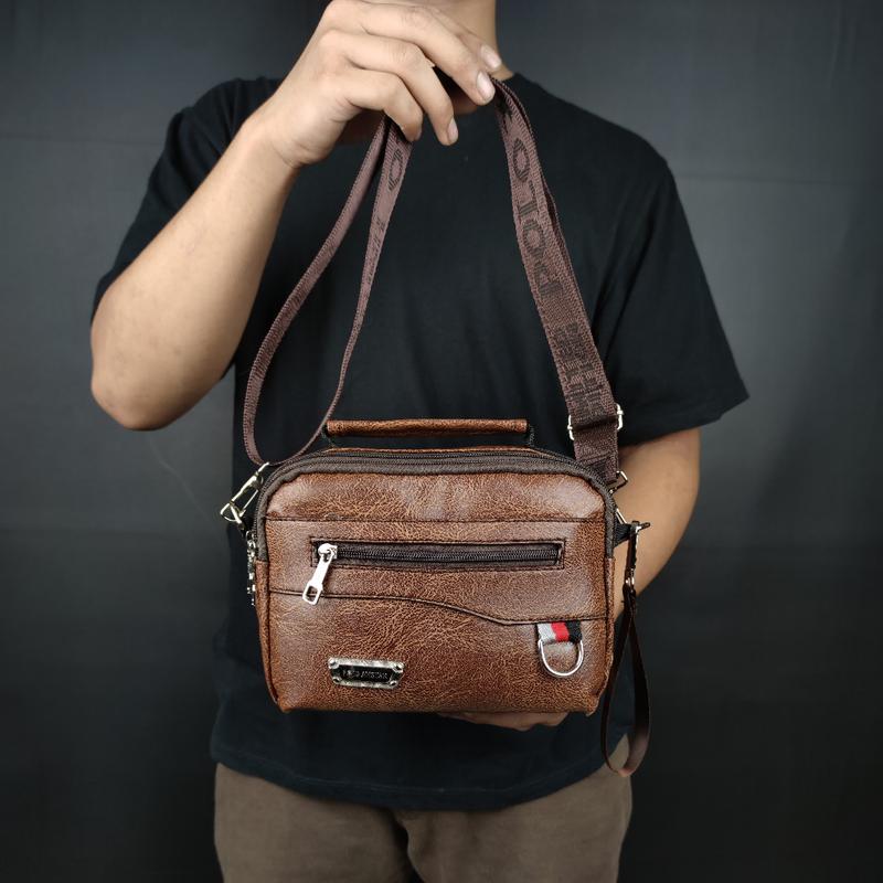 POLO AMSTAR - Handbag Pria Wanita Bahan kulit PU Multifungsi Bisa Selempang Clucth Bag Tas Tangan 6