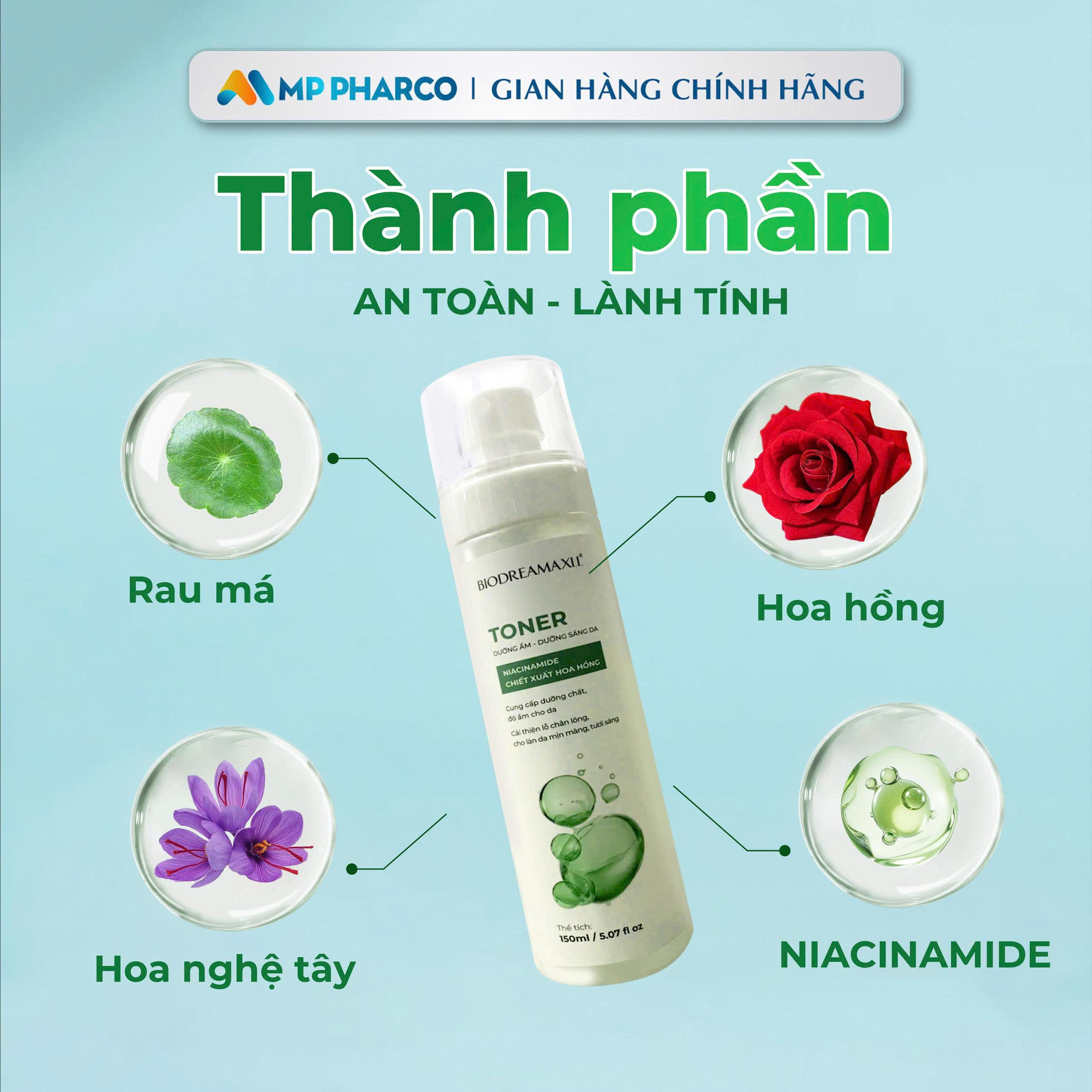 Nước Hoa Hồng Biodreamaxil MP10 150ml Cấp Ẩm, Dưỡng Sáng Da - Chiết Xuất Hoa Hồng & Rau Má Cho Mọi Loại Da