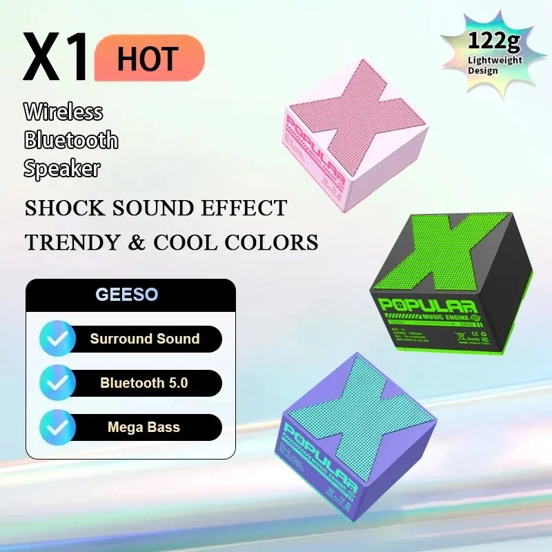 Loa mini, X1, Loa bluetooth, Âm trầm siêu trầm, Âm thanh vòm âm thanh nổi, Cầm Tay, Kích thước Nhỏ