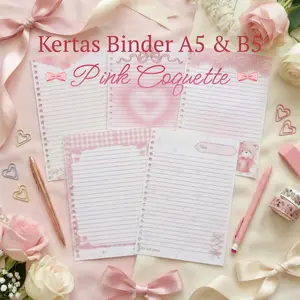 Loose Leaf/Kertas/isi Binder A5 & B5 Aesthetics Pink Coquette 80gsm & 100gsm refill (10 Lembar)