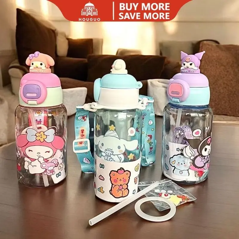 [Mskshop] Botol Minum Motif Sanrio Tali Panjang Handle Kuromi 650ml/ Botol Minum Anak Sekolah 2