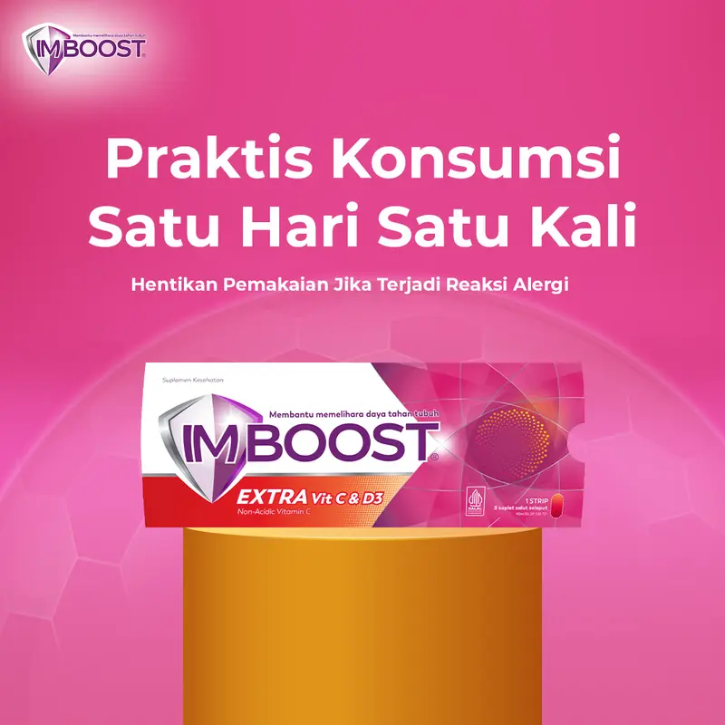 Imboost Extra Vit C & D3 Suplemen Tablet Daya Tahan Tubuh Non-Acidic Vitamin C isi  1 Strip @8 Kaplet 3