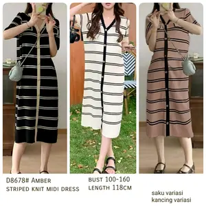 #8678 Dress Amber rajut premium striped