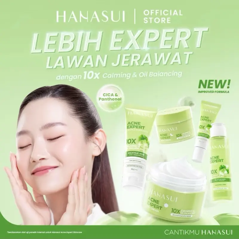 Hanasui Acne Expert Series - Rangkaian Skincare Jerawat & Beruntusan - Cleanser Toner Essence Day Cream Night Cream Salicylic acid & Niacimide