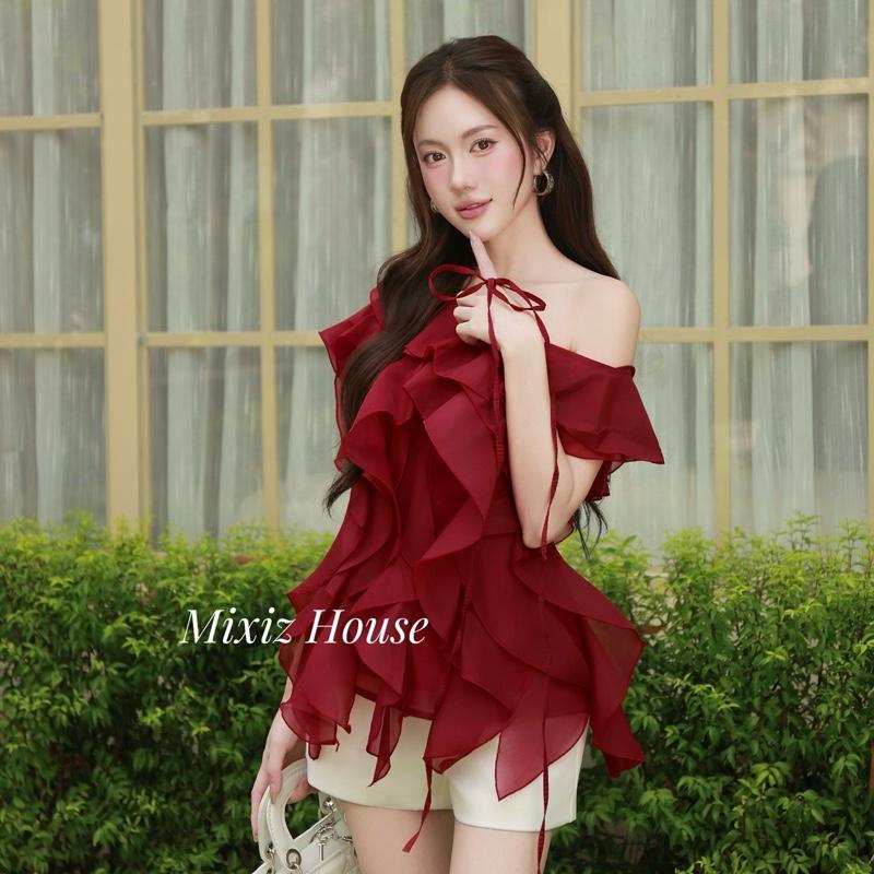  Áo tua rua phong cách hàn quốc lệch vai trendy Mixiz House 