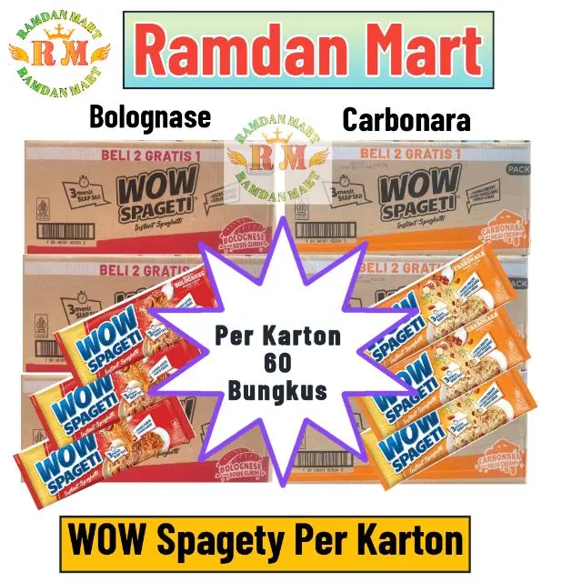WOW Spagety Mie Instan | Wow Spageti per karton ( isi 60 pcs )