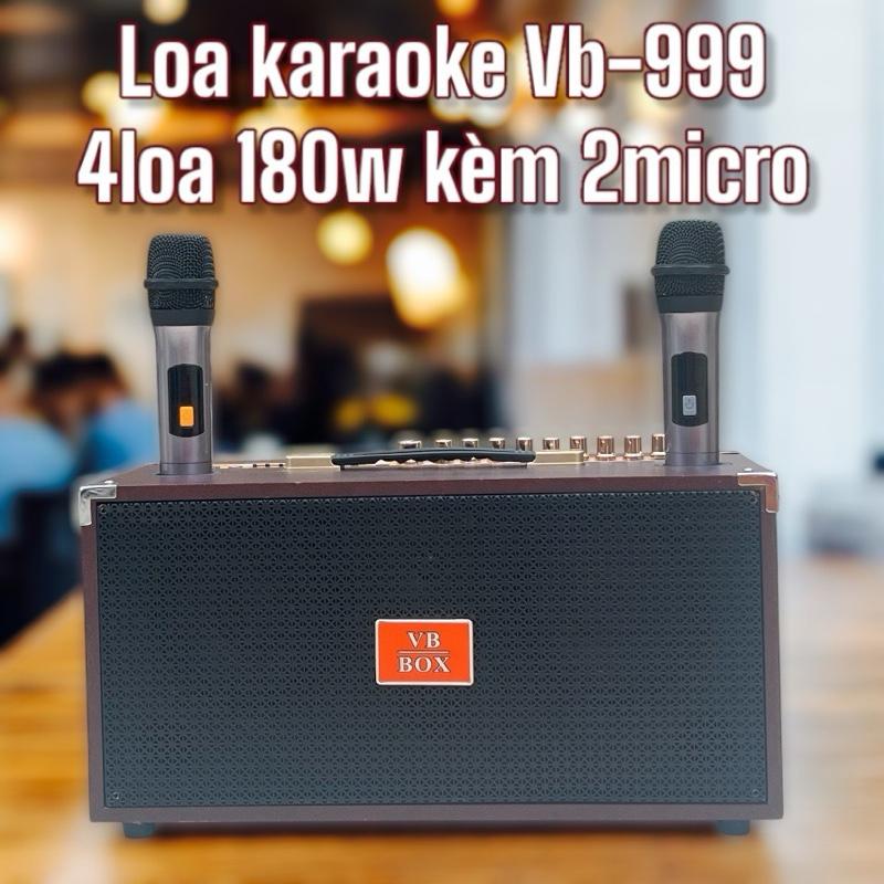 loa karaoke VB-BOX VB-999 plus 2bass 14cm 1trung 1chep 10 nút chỉnh nhạc kèm 2 micro chống hú Củ Loa loa karaoke Hạng mục