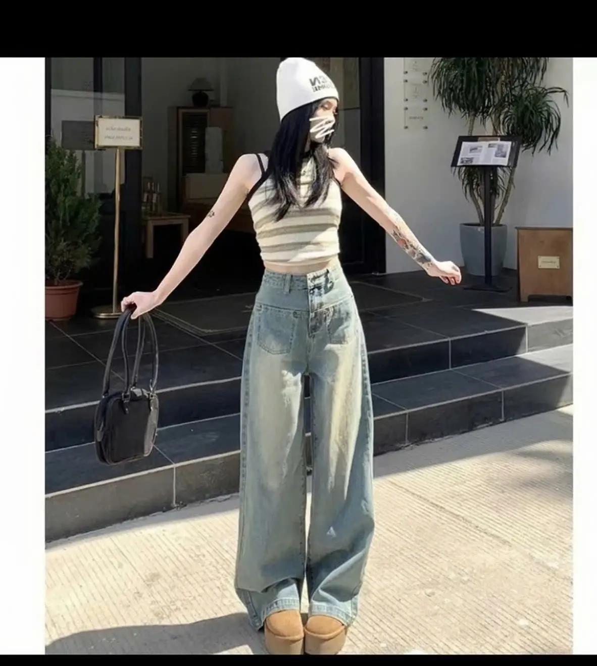 Quần Jeans Nữ Ống Rộng May Viền Chắp Thân Cực Xinh Xắn Hot Trend | BigBuy360 - bigbuy360.vn