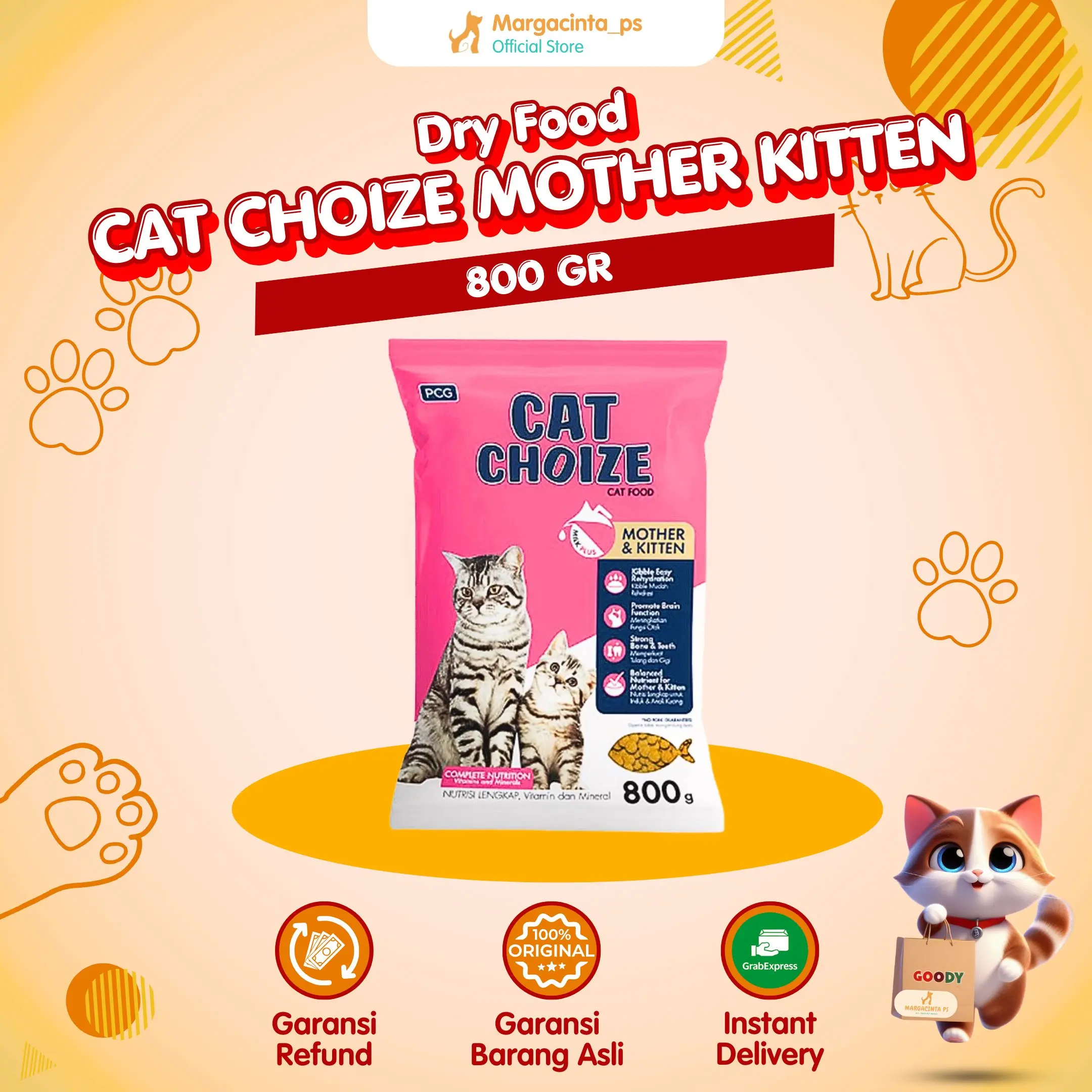 Makanan Kering Untuk Kucing CAT CHOIZE MOTHER KITTEN 800 GR