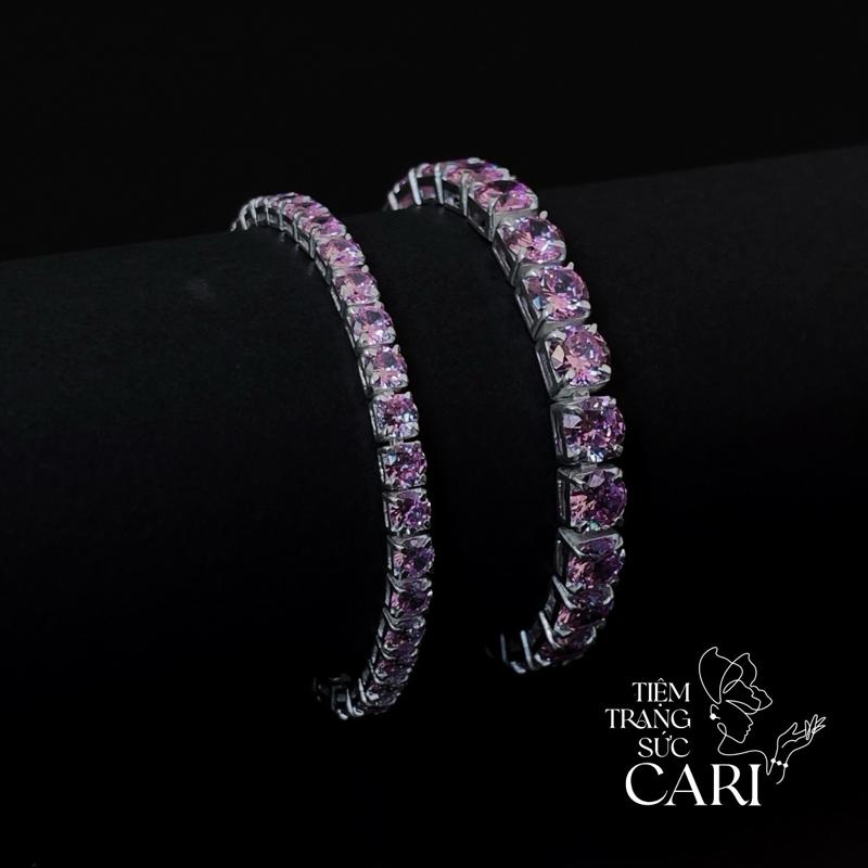  Full-Size Lắc tay Tennis Bạc 925 đính đá Cubic Zirconia Hồng nam nữ by TIEMTRANGSUCCARI