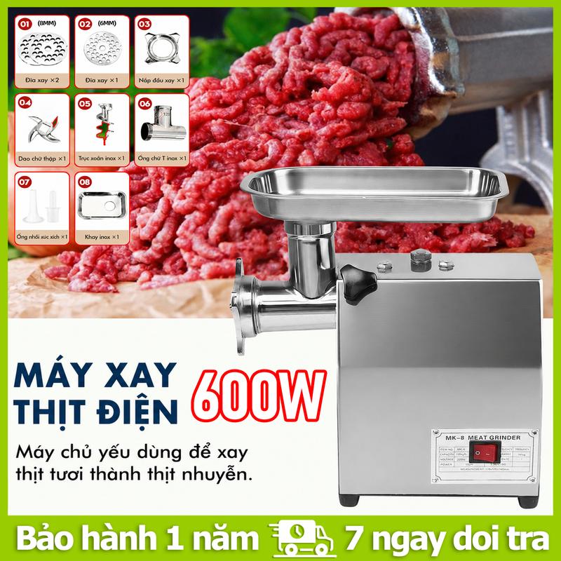 Máy Xay Thịt Công Nghiệp Cỡ Lớn 8  - Inox Cao Cấp 120kg/h, Chuyên Dùng Cho Nhà Hàng/Siêu Thị - Lõi Đồng, Máy chạy êm