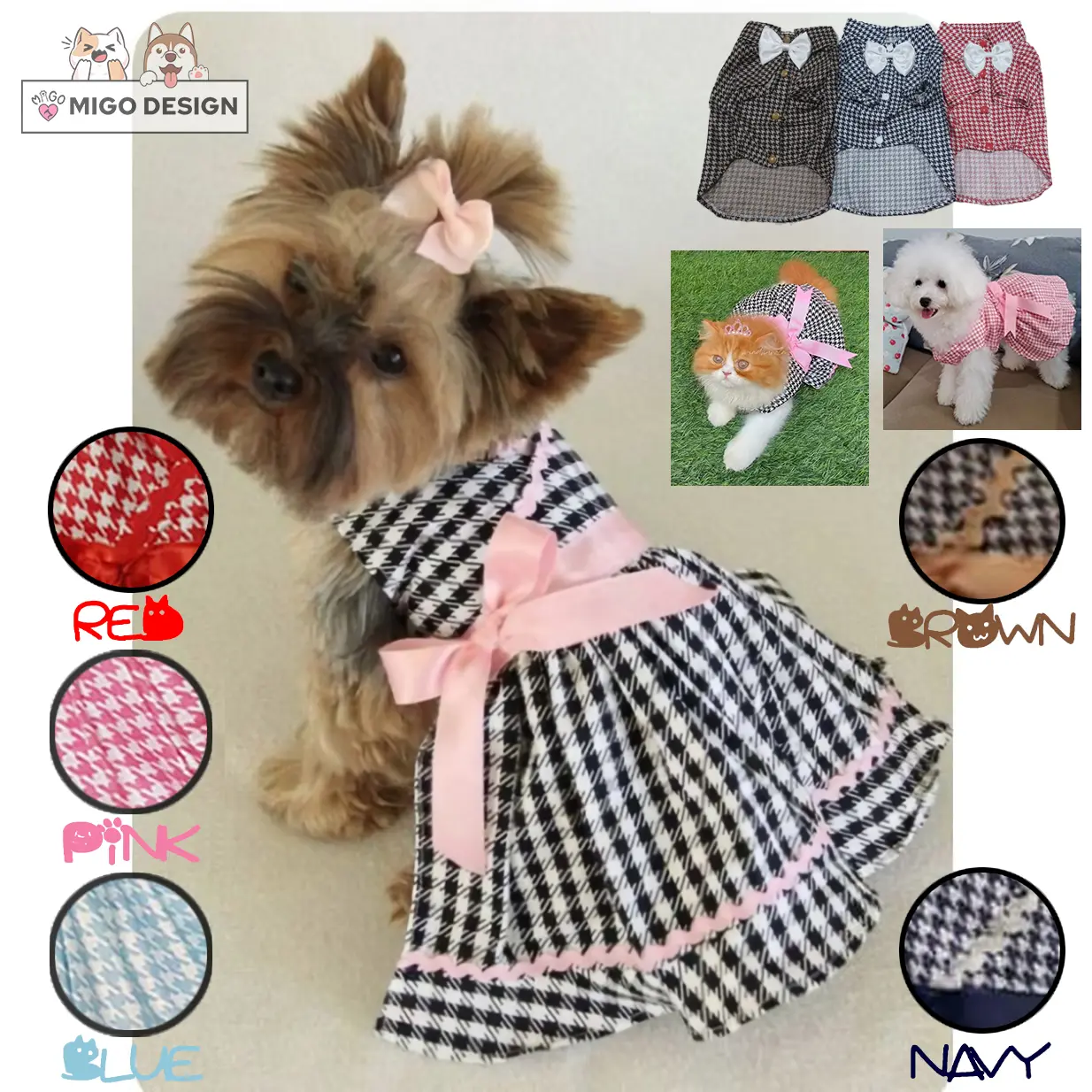 Migo Design 13 Best Seller Baju Dress HS / Pakaian AnaBul Hewan Peliharaan Kucing/  Anjing Jantan Betina / Pet Costume Kasual Pesta