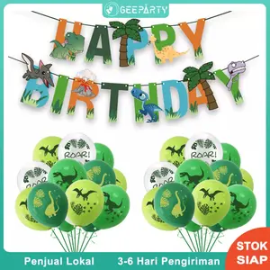 10/20 pcs Dinosaurus Tema Balon Pesta Ulang Tahun Spanduk Bendera untuk Dekorasi Pesta Perlengkapan Nikmat
