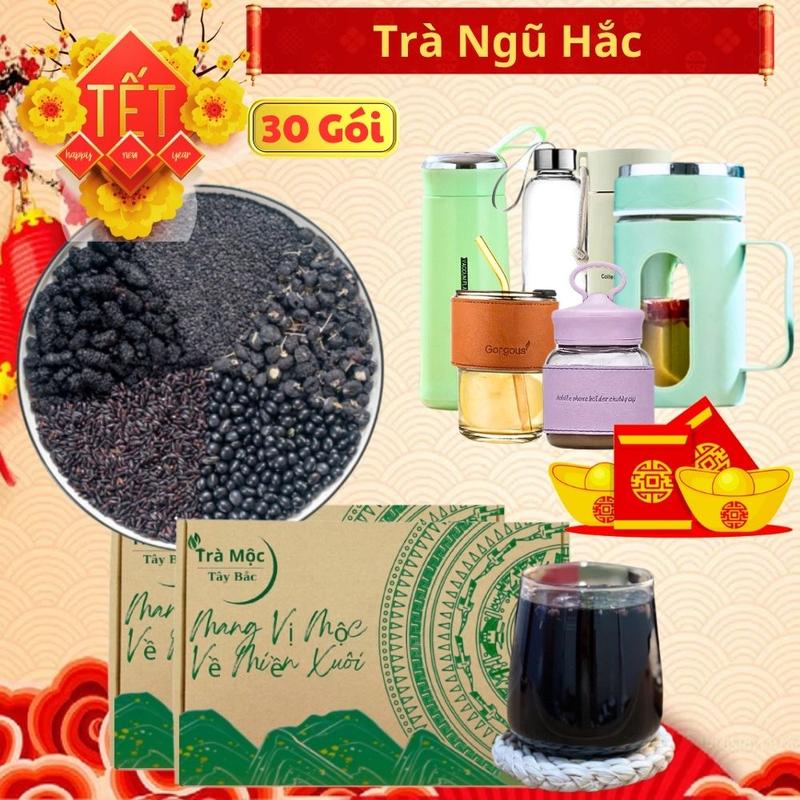   Tặng Bình Cao Cấp  Trà Ngũ Hắc Dưỡng Tóc Túi Lọc – Hộp 30 Gói Thảo Mộc Hữu Cơ – Hỗ Trợ Mọc Tóc Nhanh Tóc Đen Bóng Giảm Rụng Hiệu Quả – Dễ Uống Mỗi Ngày | Trà Mộc Tây Bắc 