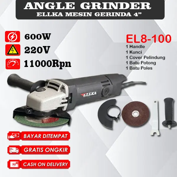 PR0MO ELLKA mesin gerinda tangan 4 inch angle grinder grenda listrik 4" 0