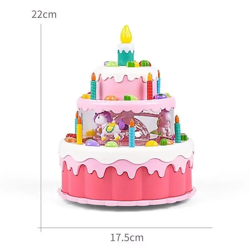 Mainan Anak Kue Ulang Tahun Elektrik Lampu dan Musik Birthday Cake Electric 4