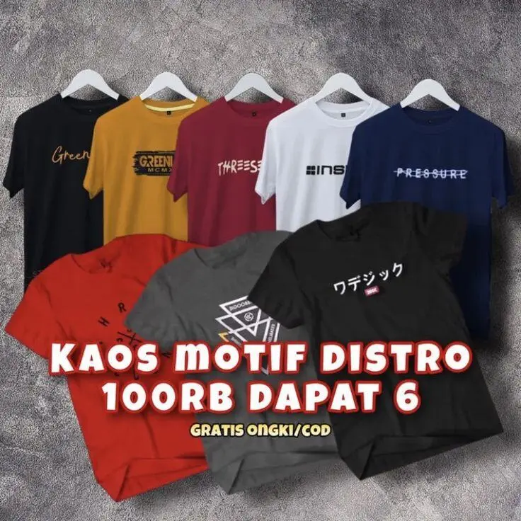 Paket 100rb dapat 6 pcs/ Kaos Distro New /kaos pria Wanita Terbaru 7
