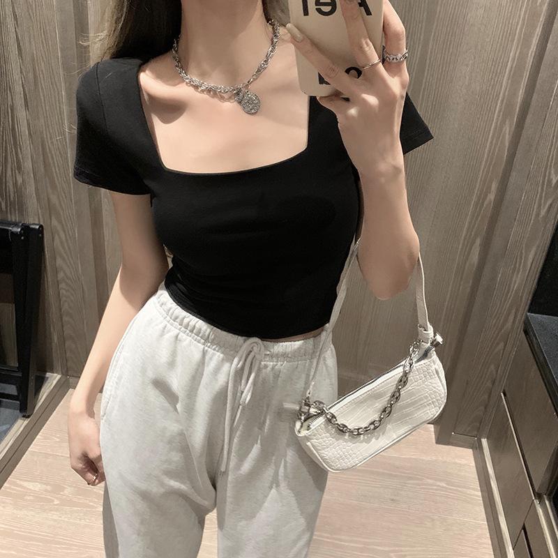 Uniqueestore BJ1557 Baju Atasan Kaos Crop Top Polos Kerah Persegi Spandek FashionKorea Wanita Lengan Pendek Santai Cewek dalam Tshirt Dewasa Oblong Basic Simple Tee Uniqueestore BJ1557 Baju Atasan Kaos Crop Top Polos Kerah Persegi Spandek FashionKorea Wanita Lengan Pendek Santai Cewek dalam Tshirt Dewasa Oblong Basic Simple Tee