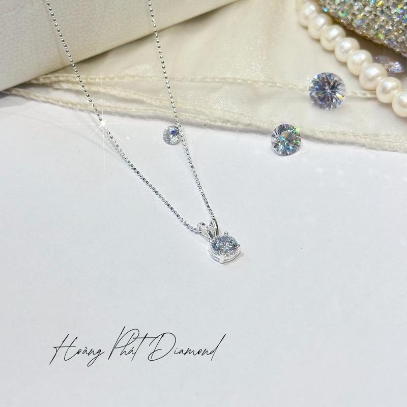 [ Hoàng Phát ] Trang Sức Dây Chuyền Bạc Ý 925 Kiểu Dáng Bi Nhí Phối Mặt Một Hột Tai Thỏ 6li (P1) KHÔNG XI