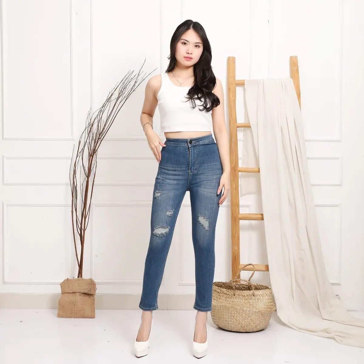 Chingu Jeans | High waist 7/9 Skinny Jeans | Aeri Denim | Celana jean wanita slim-fit stretch 5518