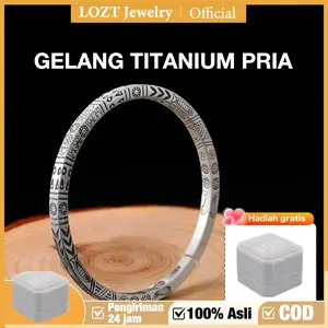 【999 Perak】LOZT Gelang Titanium Pria Gelang Keberuntungan dan Rejeki Gelang Totem Etnik Retro Untuk Pria Dan Wanita Berkah Karun Ukir Dapat Disesuaikan Hadiah Terbaik