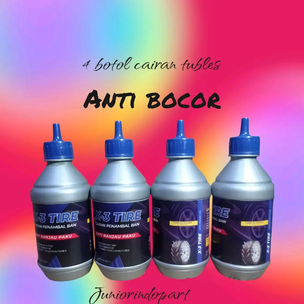 promo paket 4 botol cairan ban tubeles x-3 tire super lengket cepat menambal