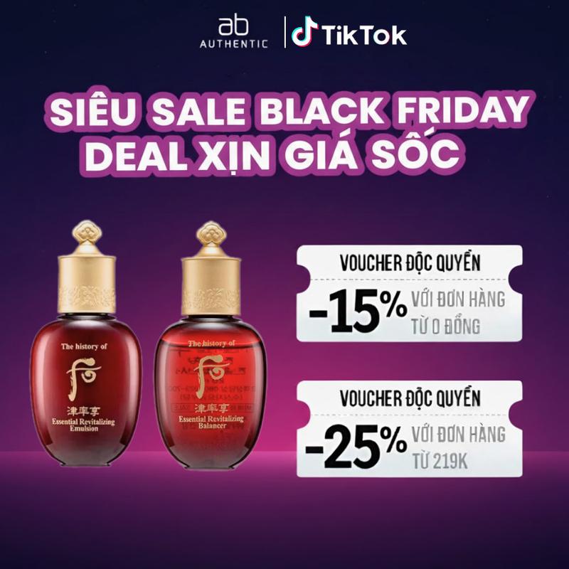   Top 1 bán chạy  Cặp nước hoa hồng sữa dưỡng Whoo đỏ mờ nếp nhăn nâng cơ Essential Revitalizing 20ml - AB AUTHENTIC 