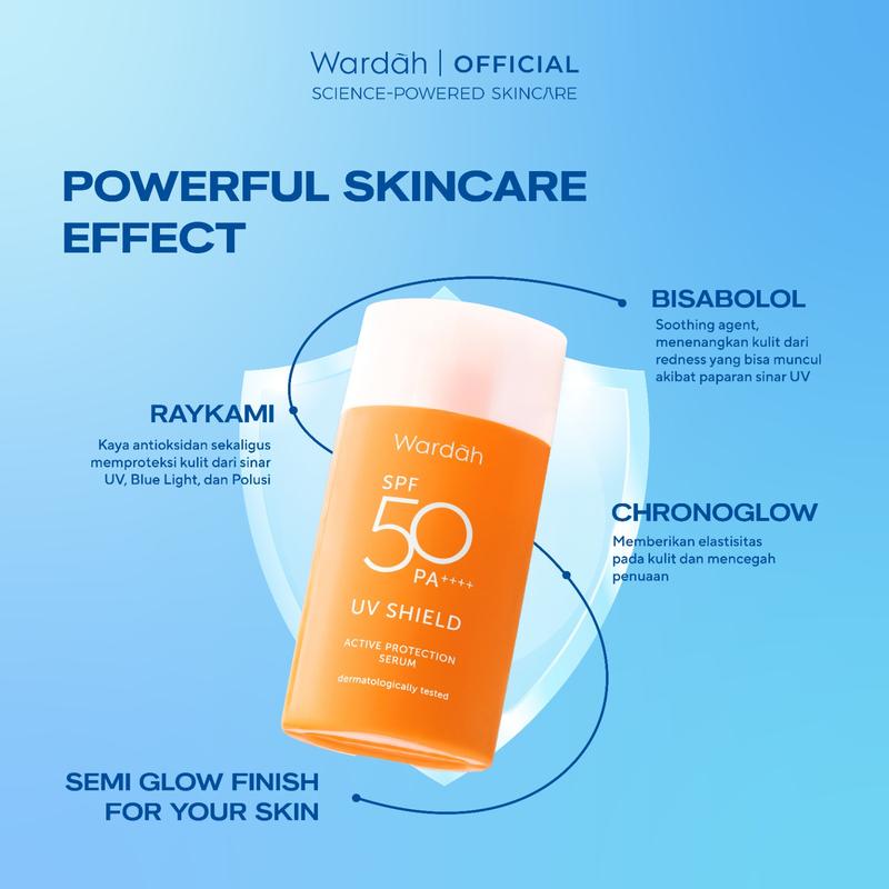 WARDAH UV Shield Active Protection Serum SPF 50 PA ++++ 35 ml - Sunscreen Wajah 0% Alkohol dan Waterproof - Tekstur Ringan - Untuk Semua Jenis Kulit - Skincare 2