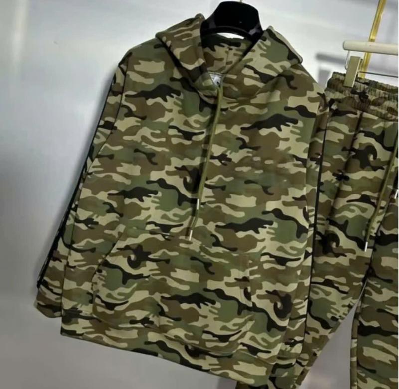  Bộ nỉ nam hoạ tiết camo 3 sọc set áo hoodie rằn ri và quần jogger thêu logo Ba Lá ADS 