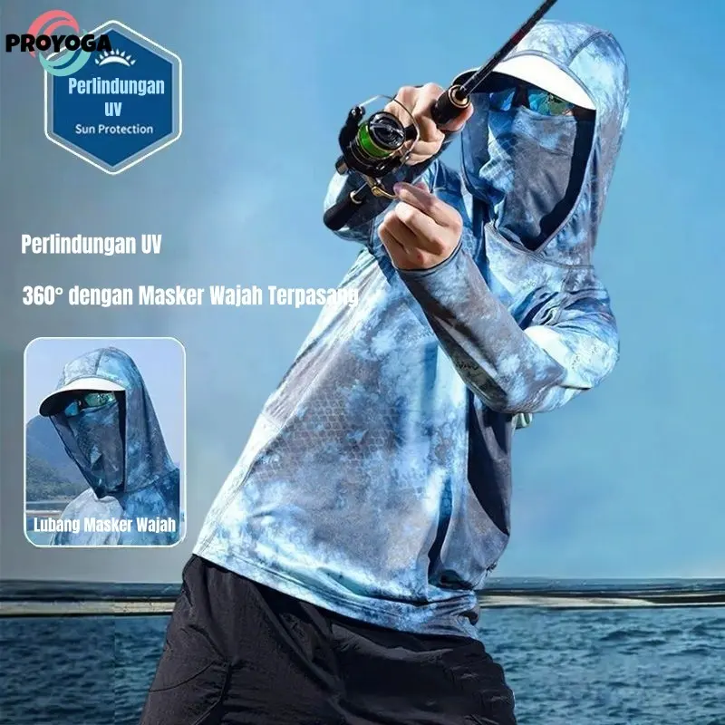 PROYOGA Pelindung Matahari Pria - Bahan Ice Silk, Anti UV, Terlaris Musim Panas, Untuk Memancing & Outdoor