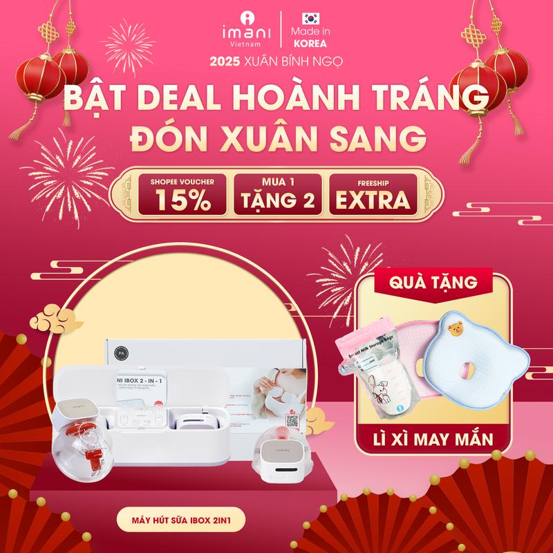 Máy Hút Sữa Hàn Quốc IMANI Ibox 2in1 Tích Hợp Hút Có Dây Và Không Dây Phễu Silicone Hút Êm Kiệt Không Đau  2 máy chủ  