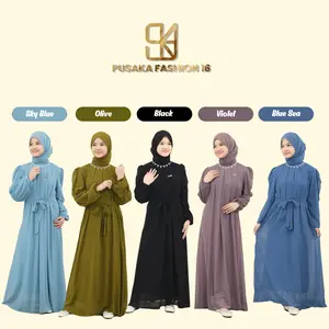 INAYA Gamis couple ibu dan anak perempuan remaja tanggung ceruty babydoll mix payet warna emerald mahogani
