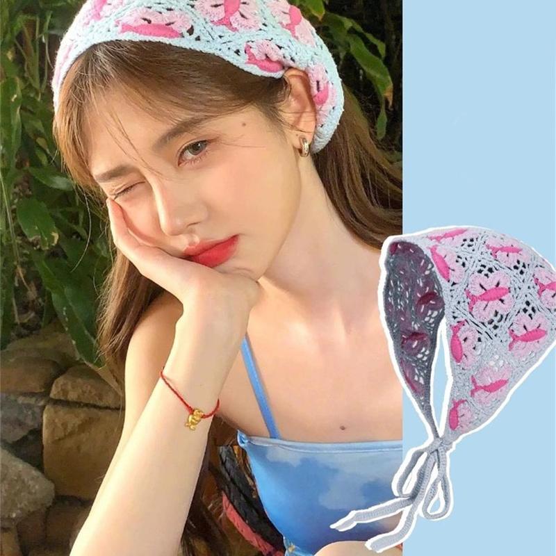 Khăn Trùm Đầu Hoa Đan Thiết Kế Rỗng Phong Cách Mục Vụ Băng Đô Băng Đô Hình Tam Giác Băng Đô Dệt Kim Dành Cho Nữ Khăn Quàng Cổ Vuông 6