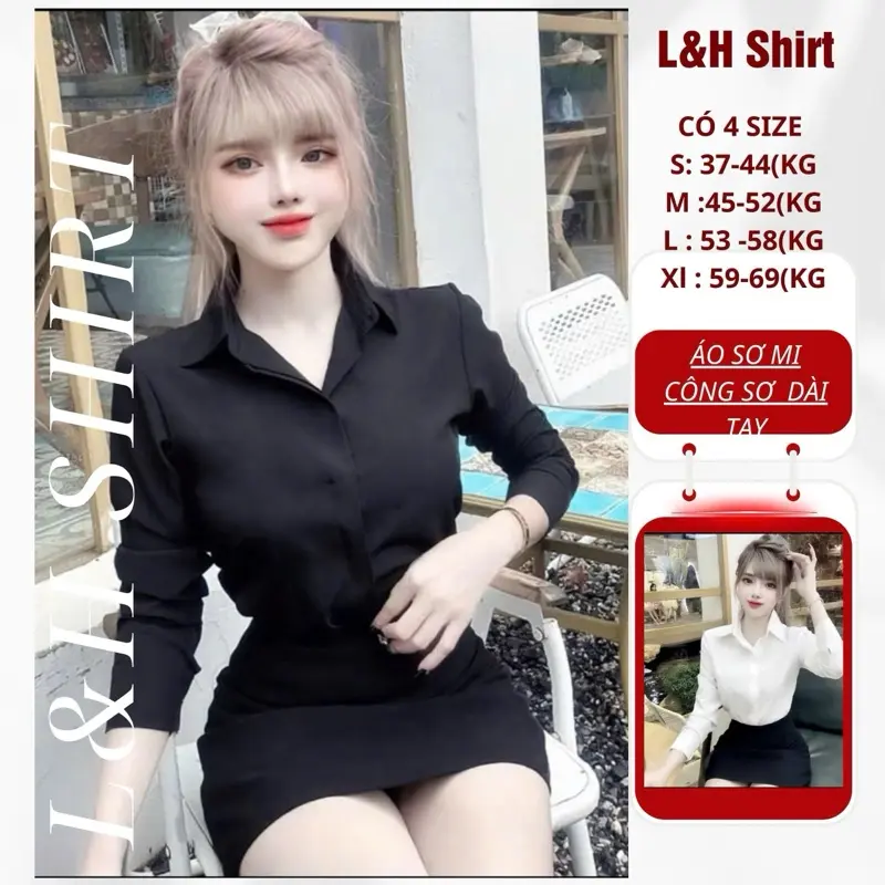 Áo Sơ Mi  Công Sở Tay Dài Nẹp Giấu Nút Women - Top Nữ Sơ Mi