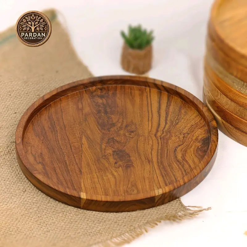 Coaster / Tatatakn Kayu Jati Aesthetic Bulat 30cm - Napan Kayu Foodgrade - Dapur nampan tatakan 0