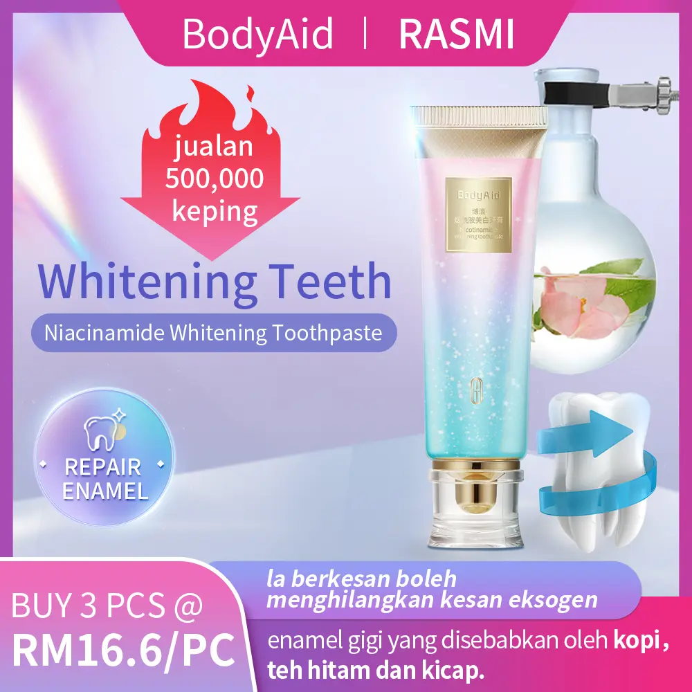 BodyAid 【Tripel Pemutihan】 Niacinamide Whitening Toothpaste -100g