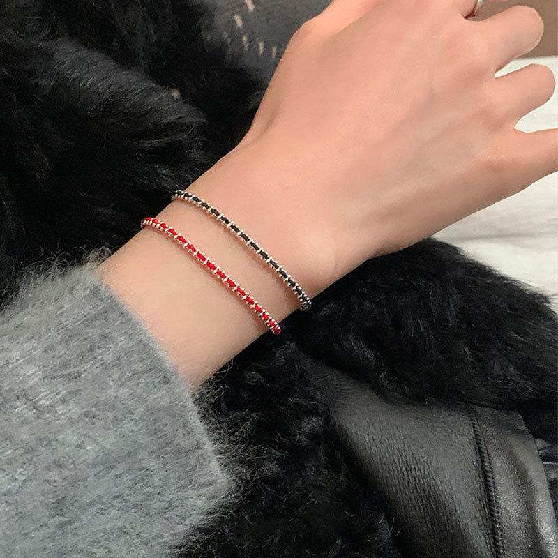 Gelang pasangan gaya kuno dari baja titanium 18K, tenunan tangan untuk wanita dan pria, gelang keberuntungan yang bisa disesuaikan panjangnya 15+5 cm, gelang emas/ hitam sederhana, aksesori modis, juga bisa digunakan sebagai gelang kaki