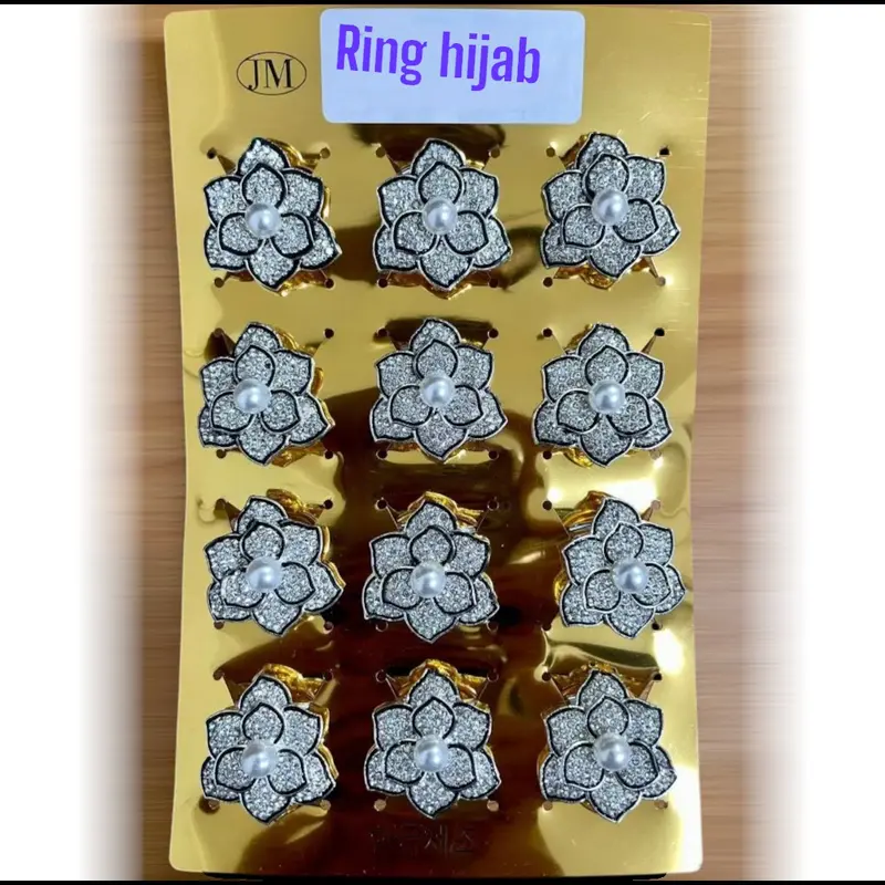 Bros Kolong Bunga Permata Mutiara Bros cincin, bros hijab Kerudung 5