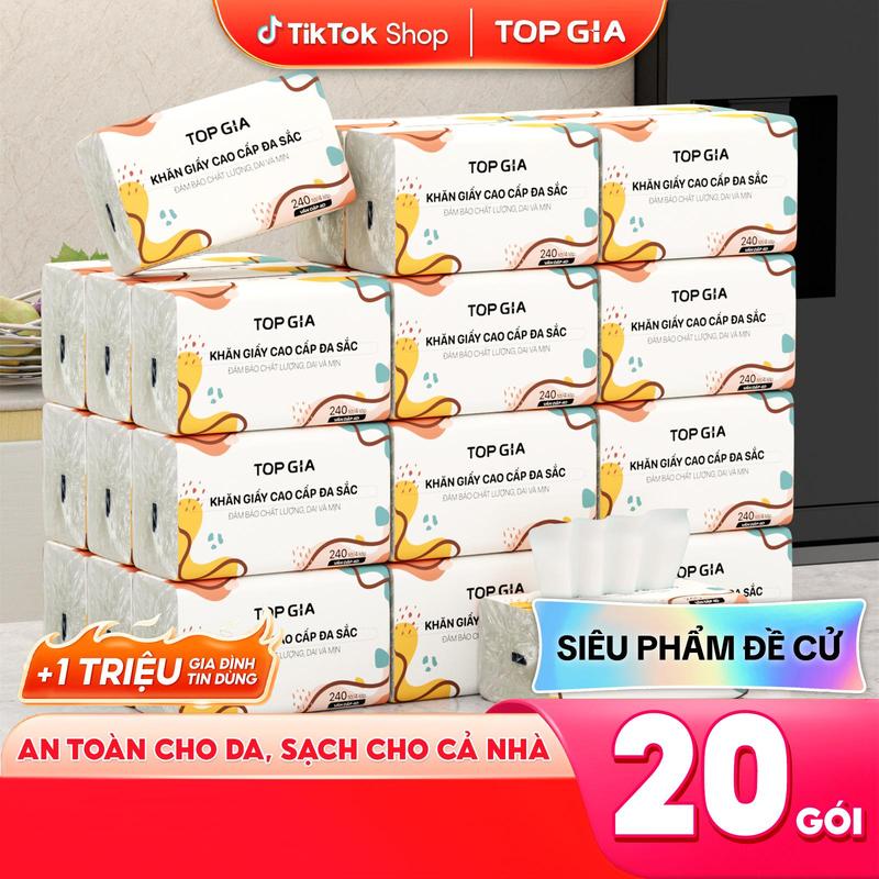 LIVE HN5 Thùng 20 gói giấy ăn đa sắc TopGia Khăn Giấy đa sắc Giấy Vệ Sinh. ĐẠT QUY CHUẨN BỘ CÔNG THƯƠNG LHN VH1