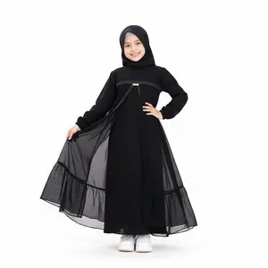 Hana kids Abaya Anak Perempuan 2-13 Tahun Crinkle Mix Swarosky Premium Baju Gamis Anak Perempuan Elegant Terlaris Busana Muslim Anak Trendy Bahan Krinkle dengan Glitter Model Terbaru untuk Usia 3-12 Tahun