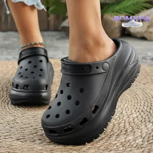 ROMYNA Santal Sandal Kodok Wanita Kekinian Sandal JellyNewWanita Selop Sandal Baim Wedges Platform Putih Sendal Karet Cewek