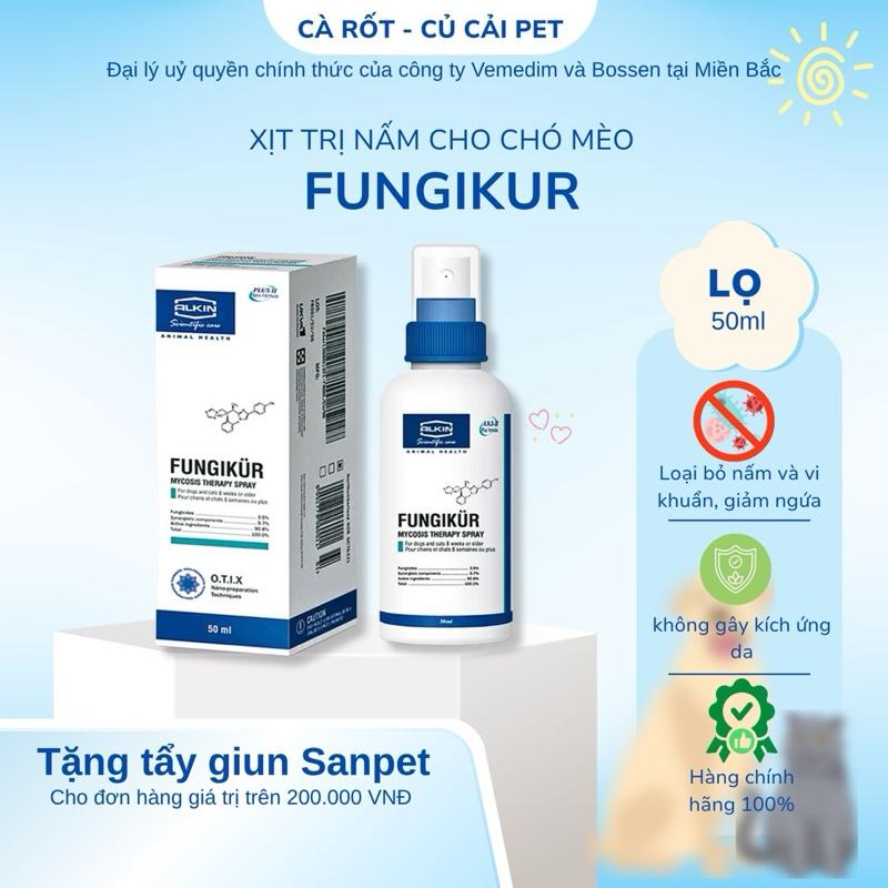 Xịt trị nấm vảy gàu nấm đồng xu và các biến chủng của nấm da ở chó mèo Alkin Fungikur