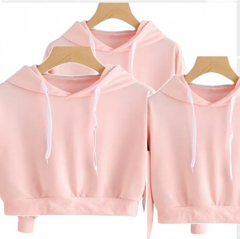 Product Introduction of Baju basic Anak Perempuan Model Crop Top Hoodie polos Sweater - Fashion korea Pakaian nyaman bahan fleece tangan panjang tebal 2