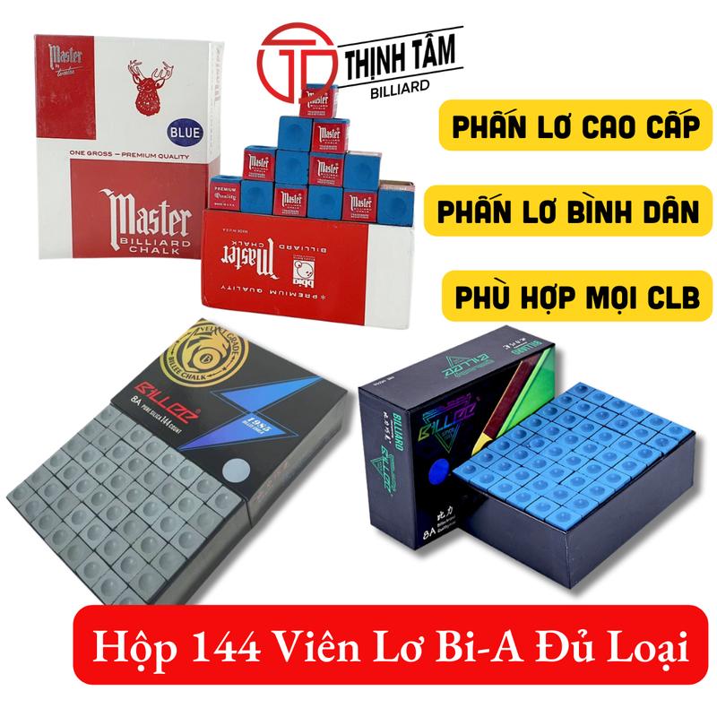 Thịnh Tâm - Hộp 72-144 Viên Lơ Bida Master TT.Pro 10A Phấn Bôi Đầu Gậy Bida Billee Xanh Xám Việt Nam Mỹ Lơ Bida Triangle & Master Chống Bụi Bảo Vệ Vải Băng Và Bàn