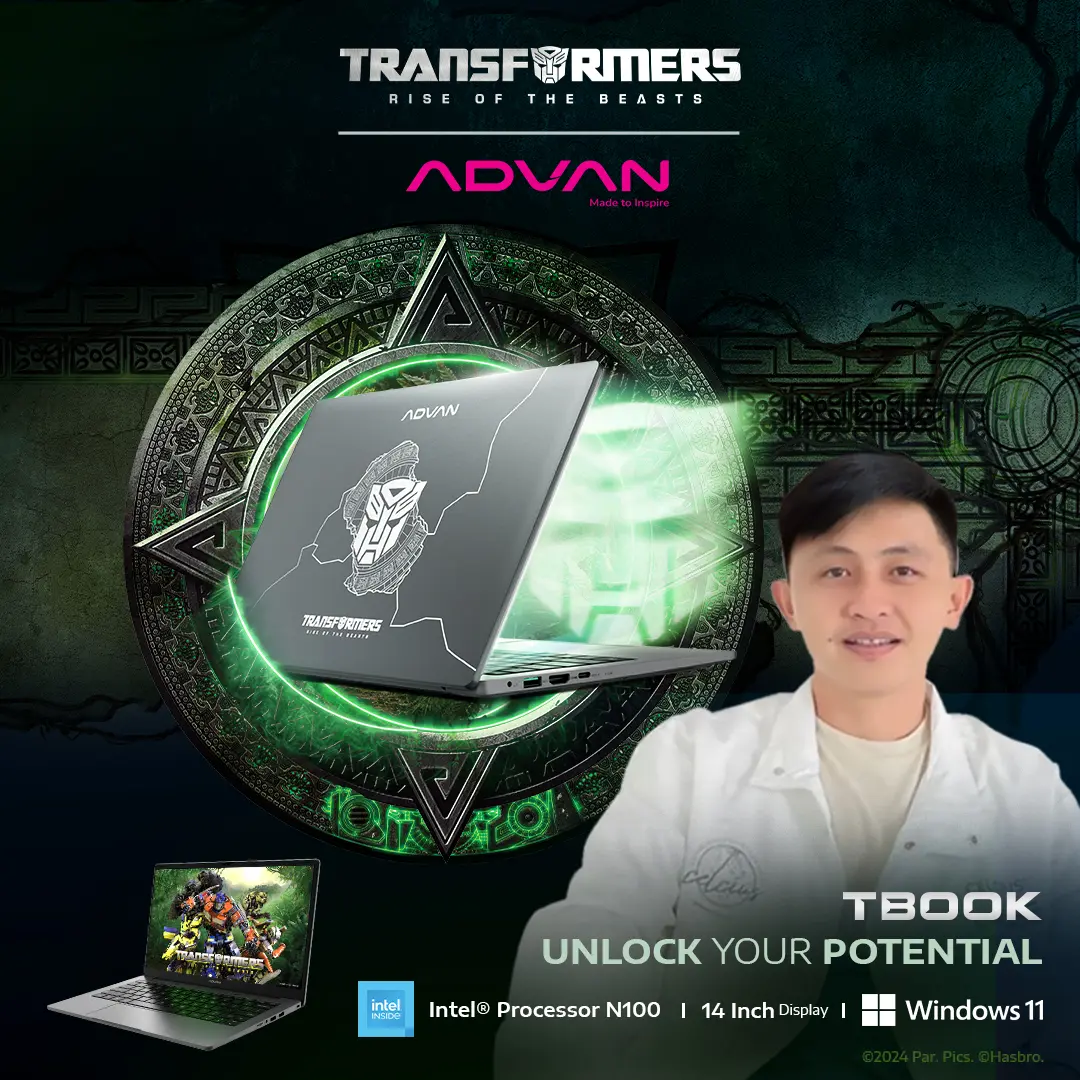 [Exclusive Rivel Sumigar] (FREE TAS) ADVAN TBOOK x Transformers Intel N100 4GB/128GB 14" HD Laptop Notebook Free Windows 11 Upgradeable